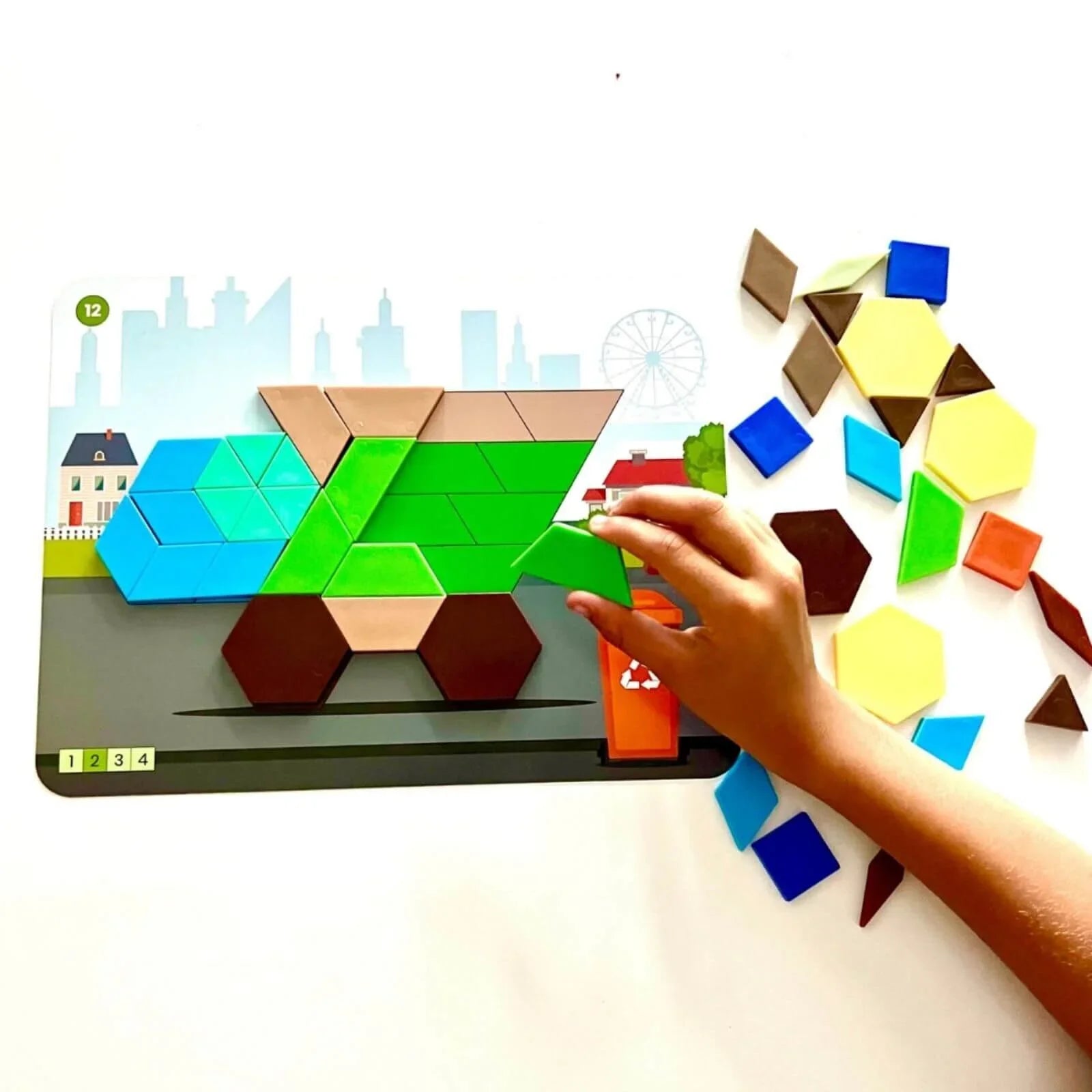 hand2Mind Recycling & Conservation Pattern Block Puzzle Set