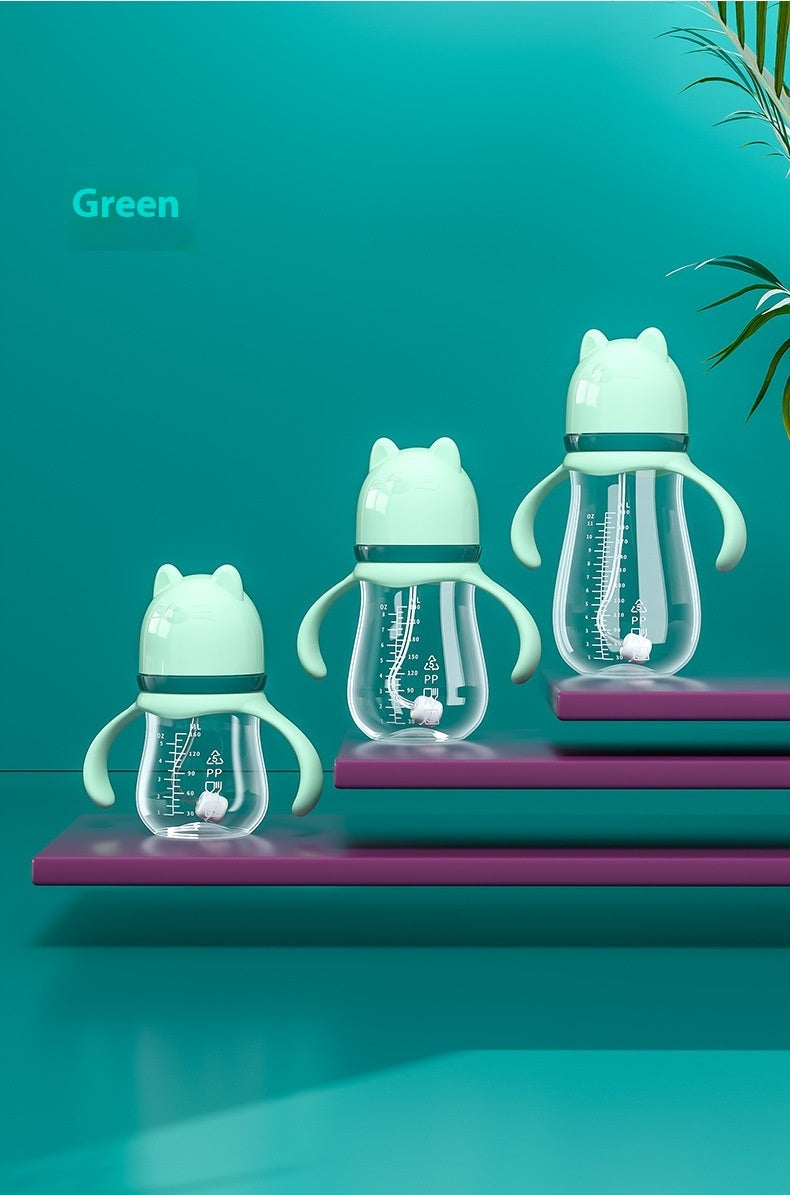 Baby Straw Bottle with Handles - Wide Mouth PP Plastic Sippy Cup