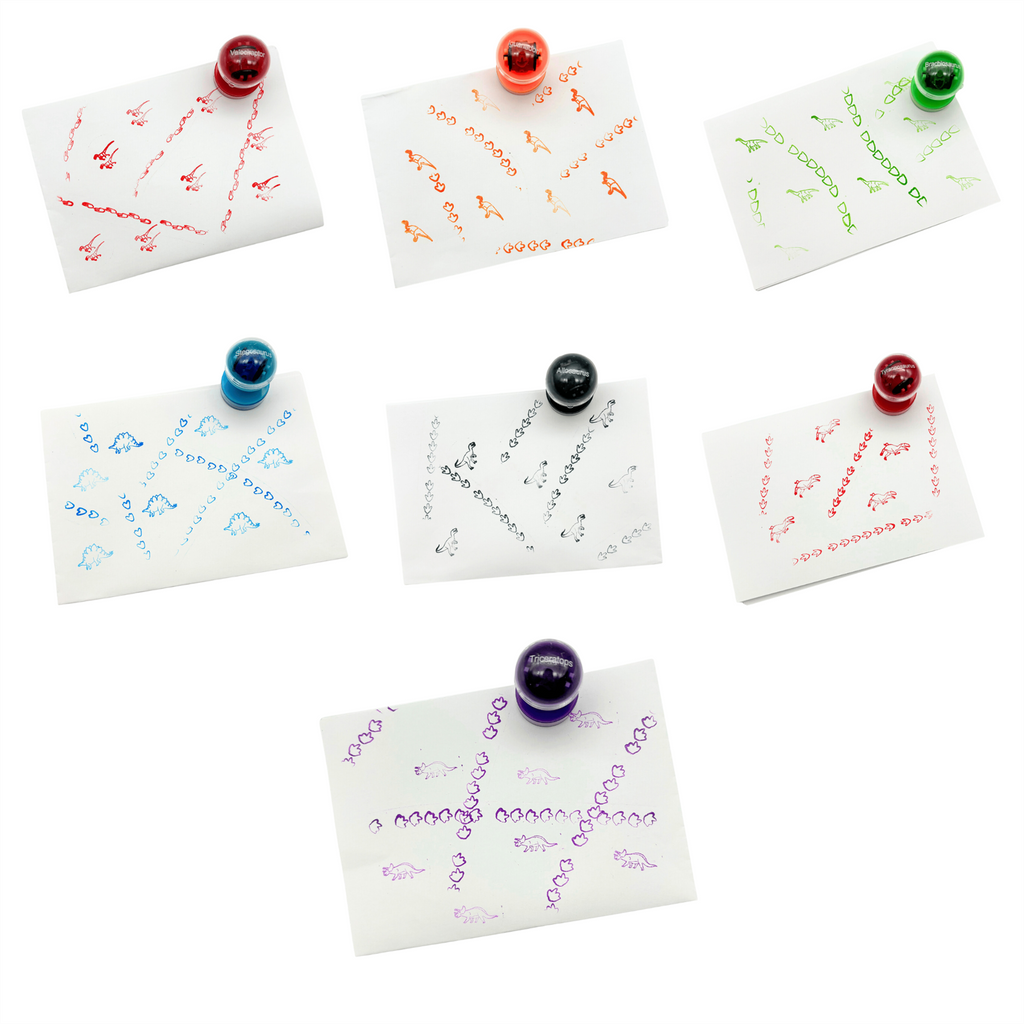 Double Sided Self Inking Dinosaur Stamper with Roller (single)