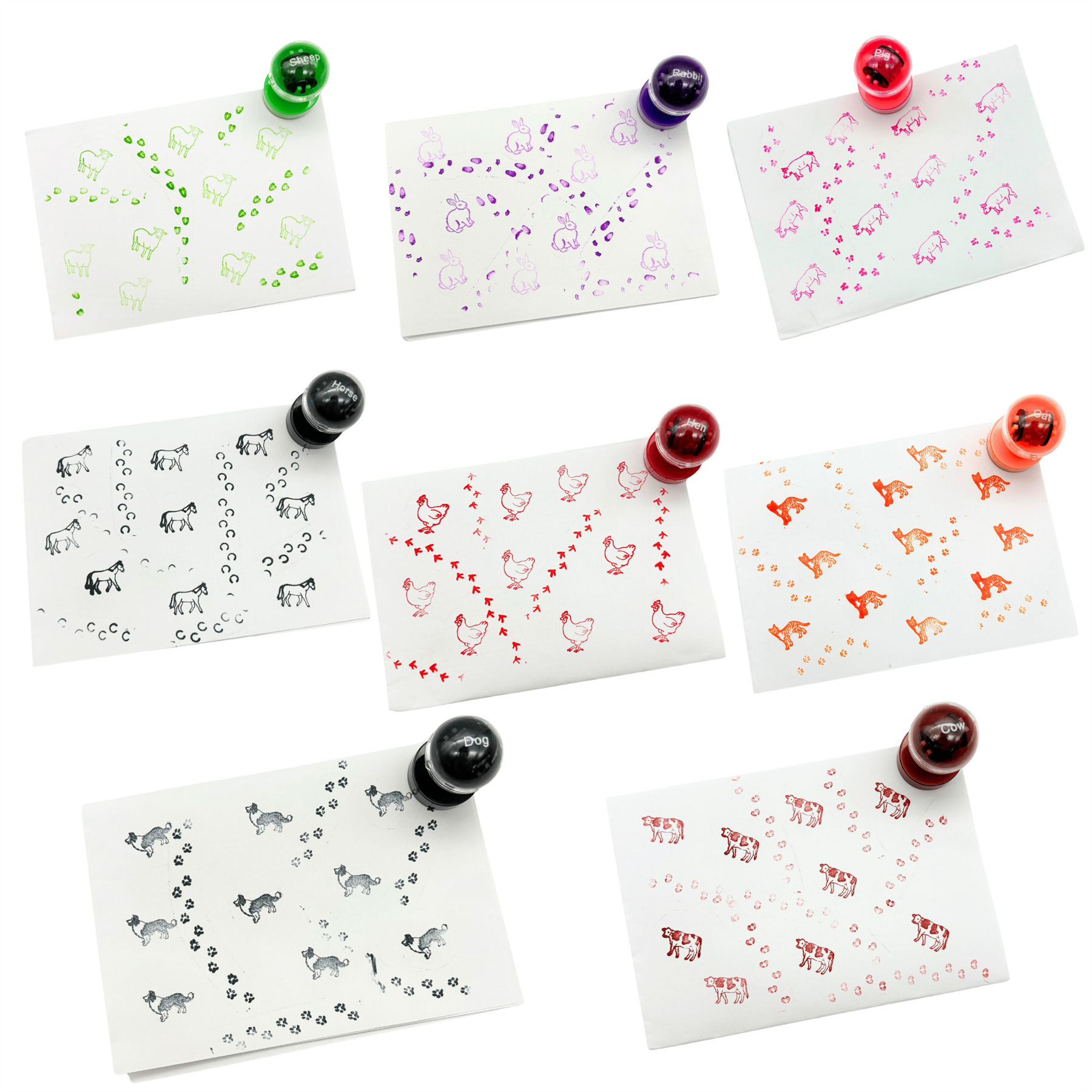 Double Sided Self Inking Farm Animal Stamper with Roller (single)