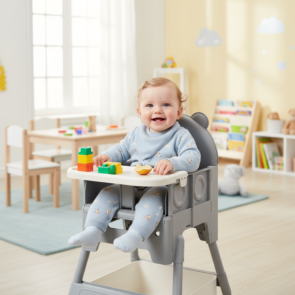 Amobi Adjustable Portable Foldable High Chair & Bench - Plastic