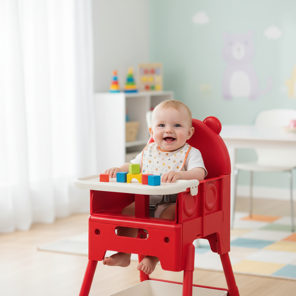 Amobi Adjustable Portable Foldable High Chair & Bench - Plastic