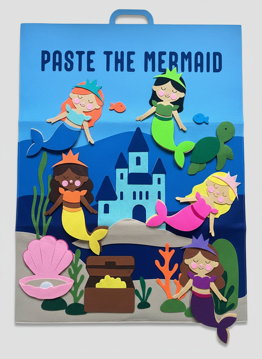 Paste The Mermaid Felt Play Board-Magical Sensory Dress up activity for kids | The Playmakers Co