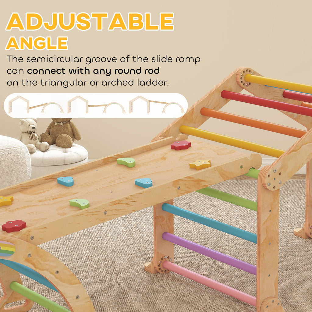 AIYAPLAY 9 in 1 Toddler Climbing Frame with Ramp, Slide, Arch, Ladder, Blackboard for 18-48 Months