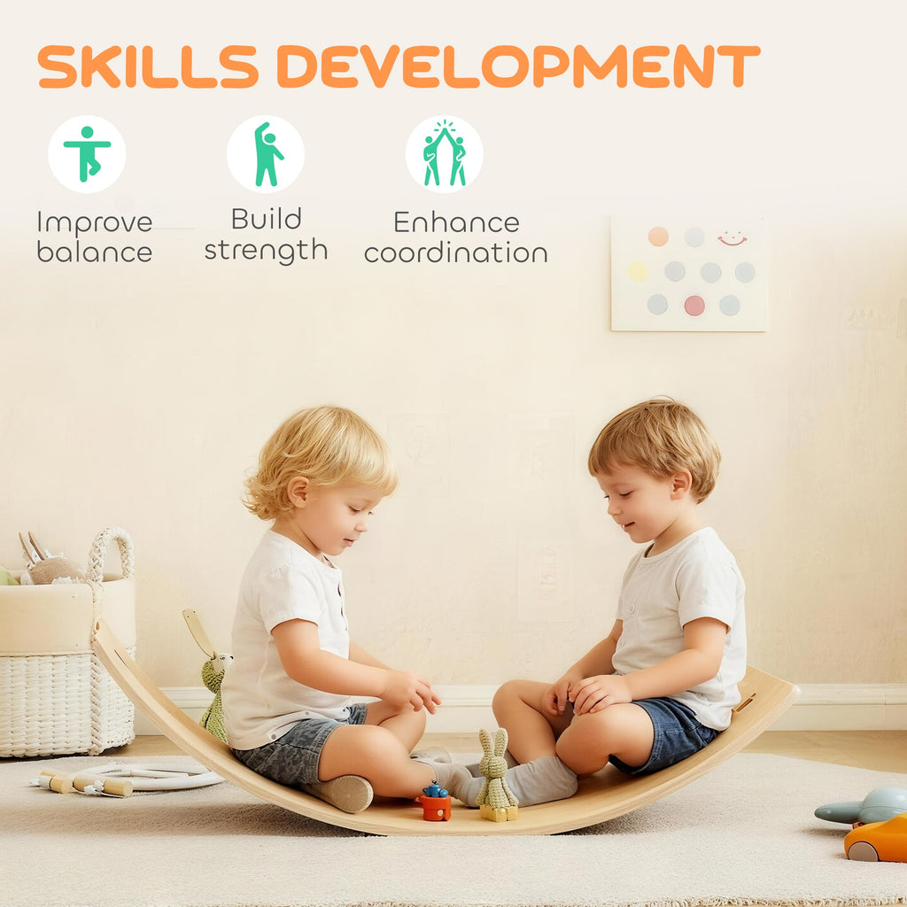 AIYAPLAY Kids Wooden Balance Board with Rope, Wooden Wobble Board with Felt for Sensory Play, for Toddler 3-6 Years Old