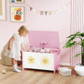 AIYAPLAY Toy Box with Lid, Safety Hinges and Groove Handles, Toy Storage organiser for Kids, Living Room, Playroom, Pink