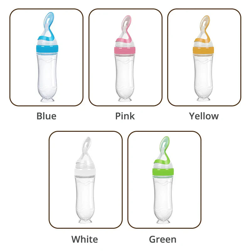 Softuru Baby Feeding Bottle – Silicone Spoon Milk & Cereal Feeder