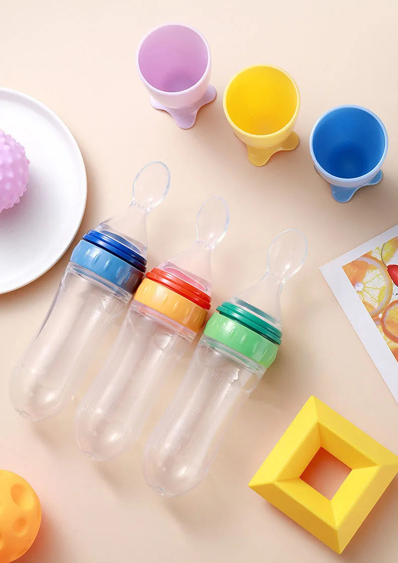 Softuru Baby Feeding Bottle – Silicone Spoon Milk & Cereal Feeder