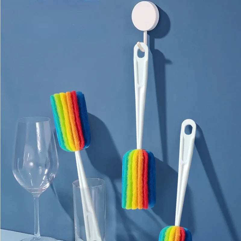 Germity Baby Bottle Cleaning Brush – Long Handle Colorful Sponge Cup Cleaner