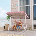 AIYAPLAY Kids Porch Swing, 2-Seater Patio Swing Bench Hammock with Seat Belts, Adjustable Canopy for Garden, Pink