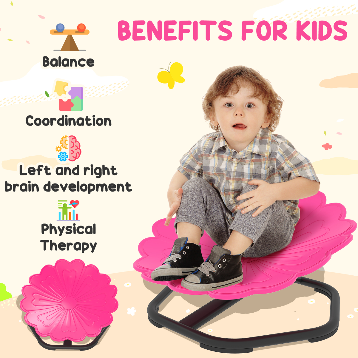 AIYAPLAY Sensory Spinning Chair, Kids Swivel Chair