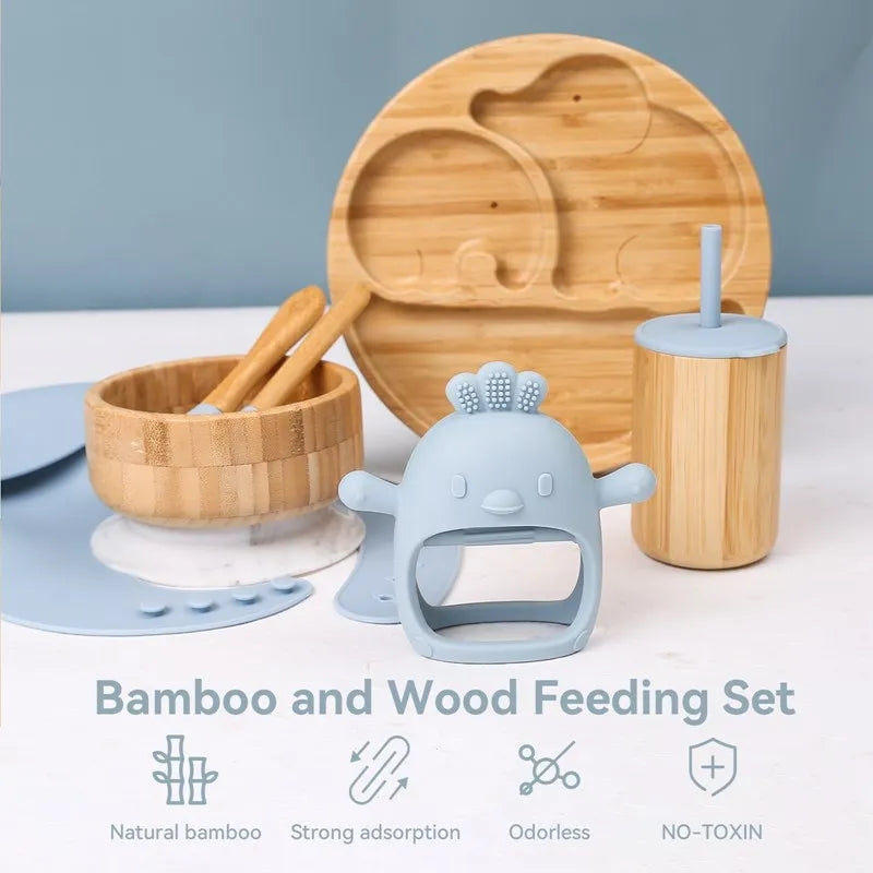 Bamboo Baby Tableware Set – Non-Slip Bowl, Plate & Utensils (6-Piece)