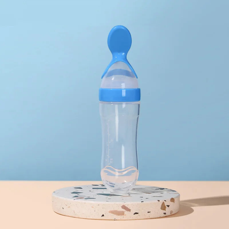 Zinezee Baby Feeding Bottle – Silicone Spoon Milk & Cereal Feeder