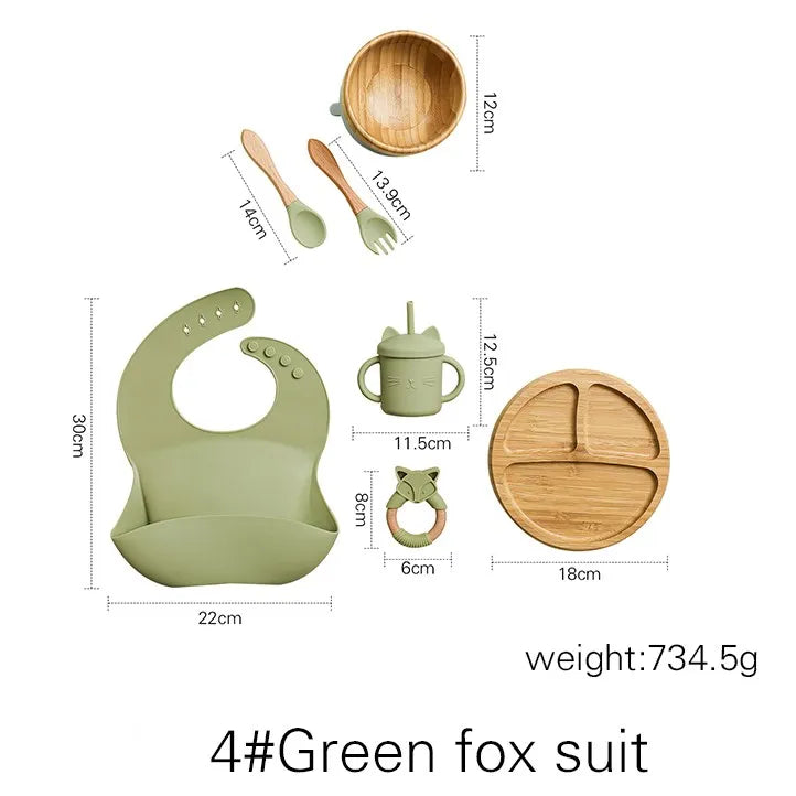 Bamboo Baby Tableware Set – Non-Slip Bowl, Plate & Utensils (6-Piece)