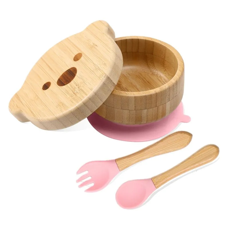 Bamboo Baby Tableware Set – Non-Slip Bowl, Plate & Utensils (6-Piece)