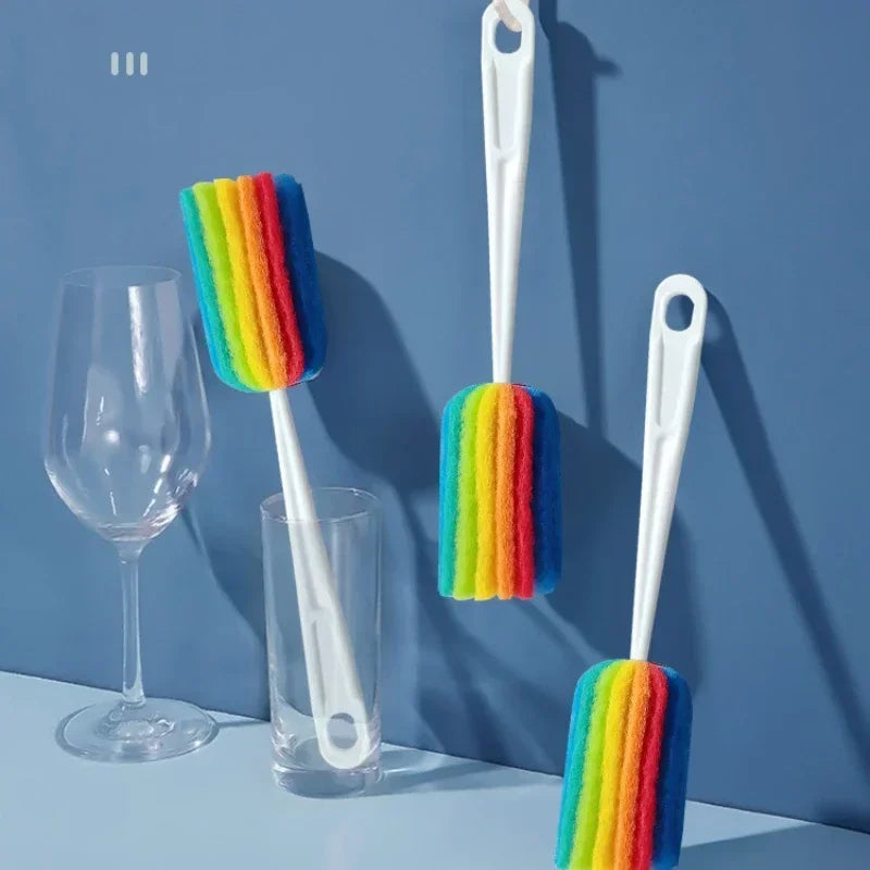Germity Baby Bottle Cleaning Brush – Long Handle Colorful Sponge Cup Cleaner