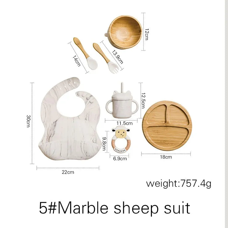 Bamboo Baby Tableware Set – Non-Slip Bowl, Plate & Utensils (6-Piece)