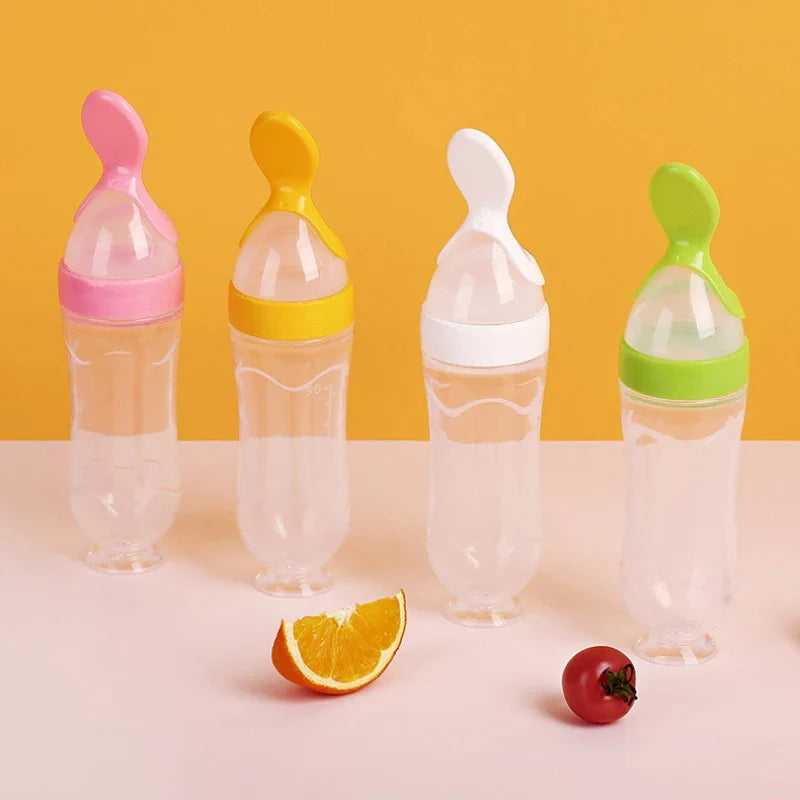 Zinezee Baby Feeding Bottle – Silicone Spoon Milk & Cereal Feeder