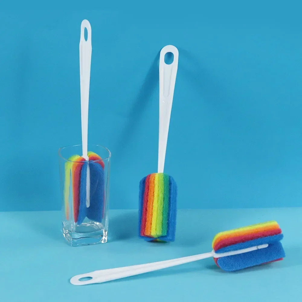 Germity Baby Bottle Cleaning Brush – Long Handle Colorful Sponge Cup Cleaner