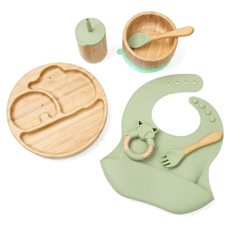 Bamboo Baby Tableware Set – Non-Slip Bowl, Plate & Utensils (6-Piece)