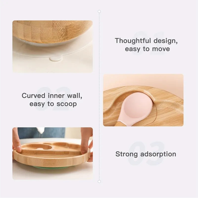 Bamboo Baby Tableware Set – Non-Slip Bowl, Plate & Utensils (6-Piece)