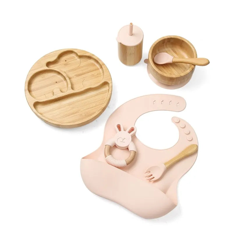 Bamboo Baby Tableware Set – Non-Slip Bowl, Plate & Utensils (6-Piece)