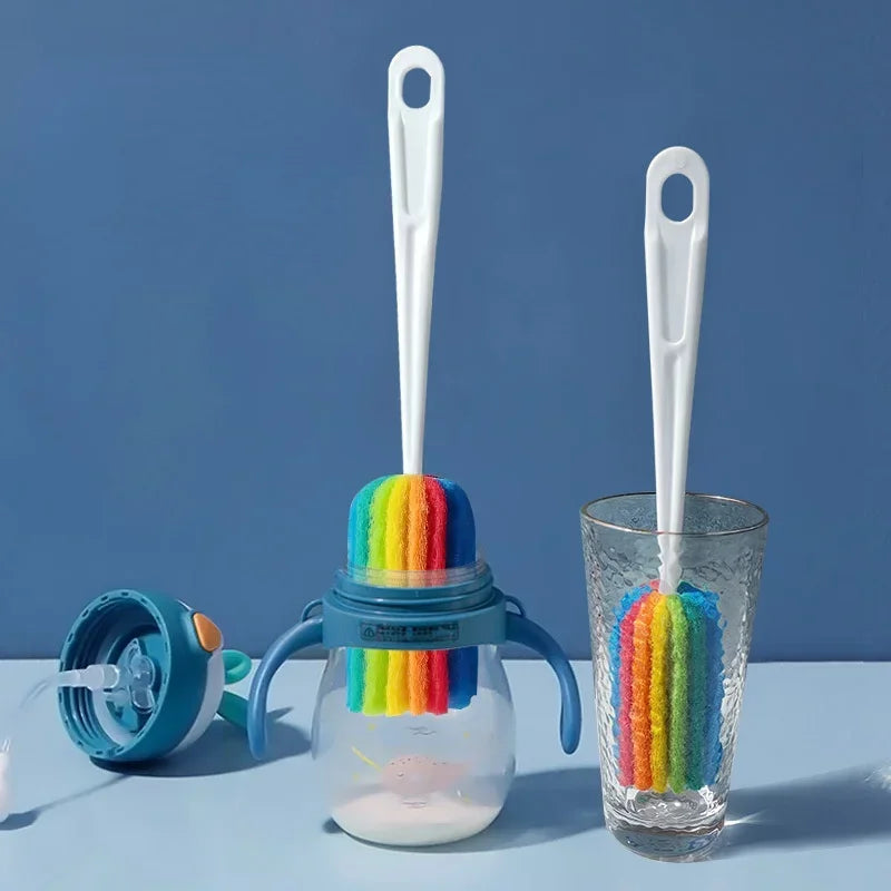 Germity Baby Bottle Cleaning Brush – Long Handle Colorful Sponge Cup Cleaner