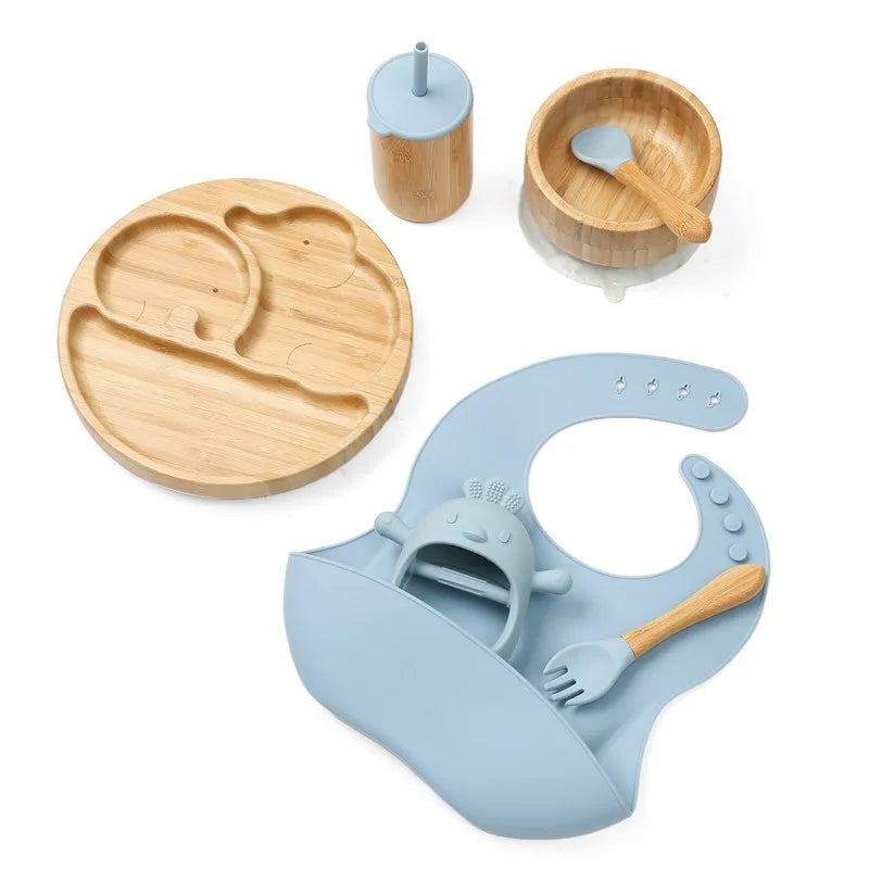 Bamboo Baby Tableware Set – Non-Slip Bowl, Plate & Utensils (6-Piece)