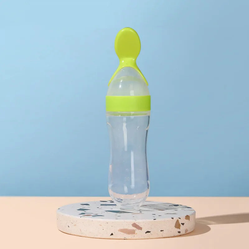 Zinezee Baby Feeding Bottle – Silicone Spoon Milk & Cereal Feeder