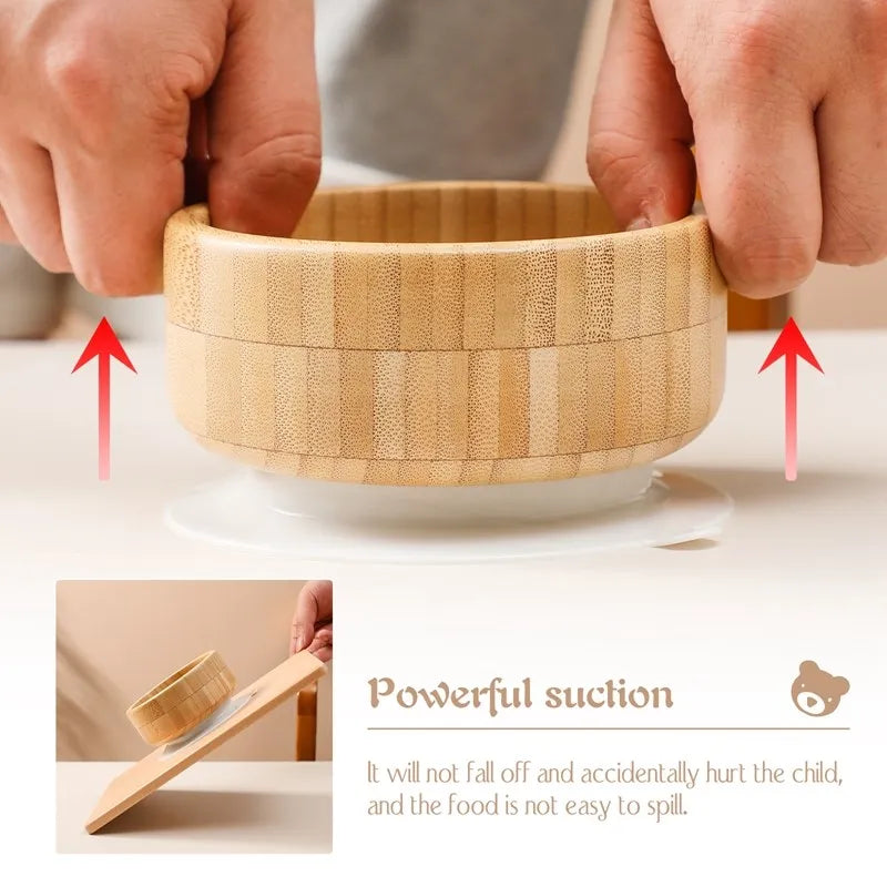Bamboo Baby Tableware Set – Non-Slip Bowl, Plate & Utensils (6-Piece)
