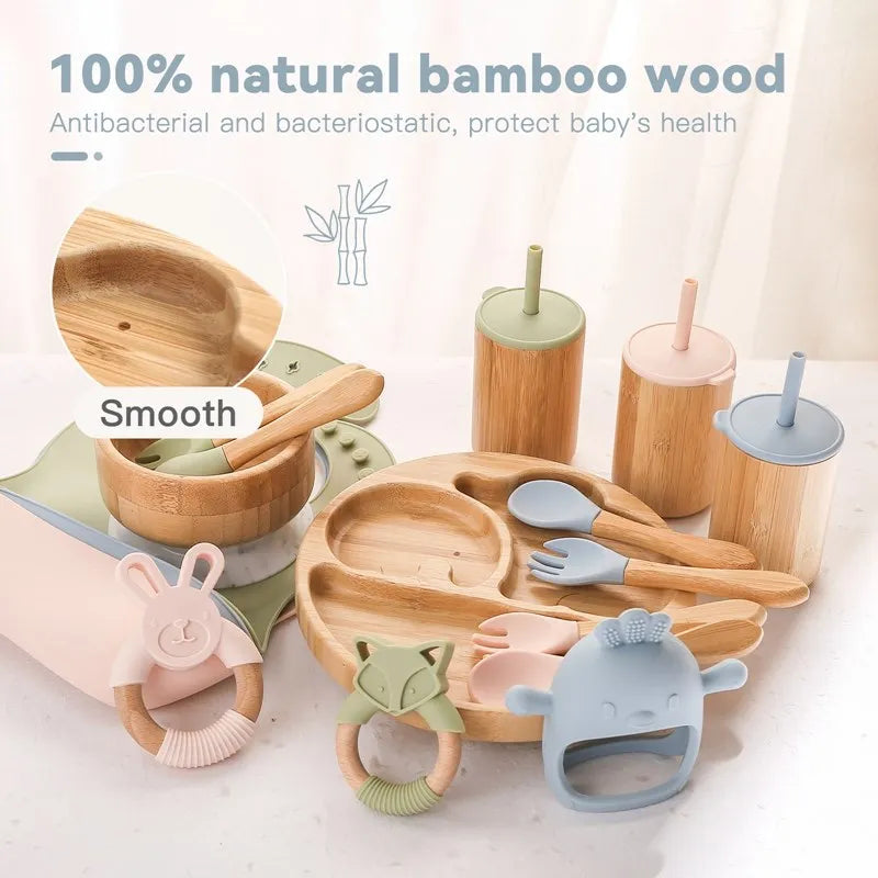 Bamboo Baby Tableware Set – Non-Slip Bowl, Plate & Utensils (6-Piece)