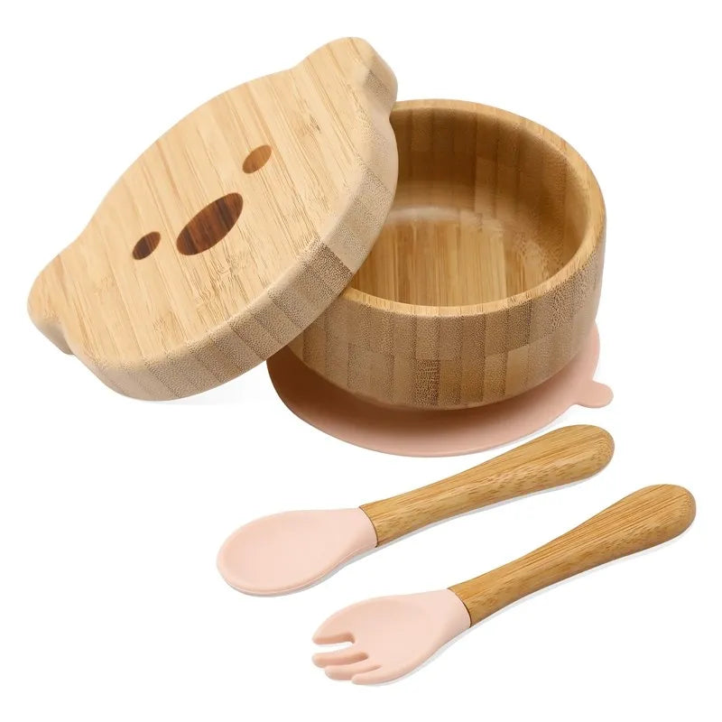 Bamboo Baby Tableware Set – Non-Slip Bowl, Plate & Utensils (6-Piece)