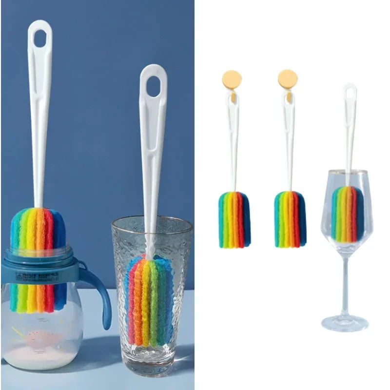 Germity Baby Bottle Cleaning Brush – Long Handle Colorful Sponge Cup Cleaner