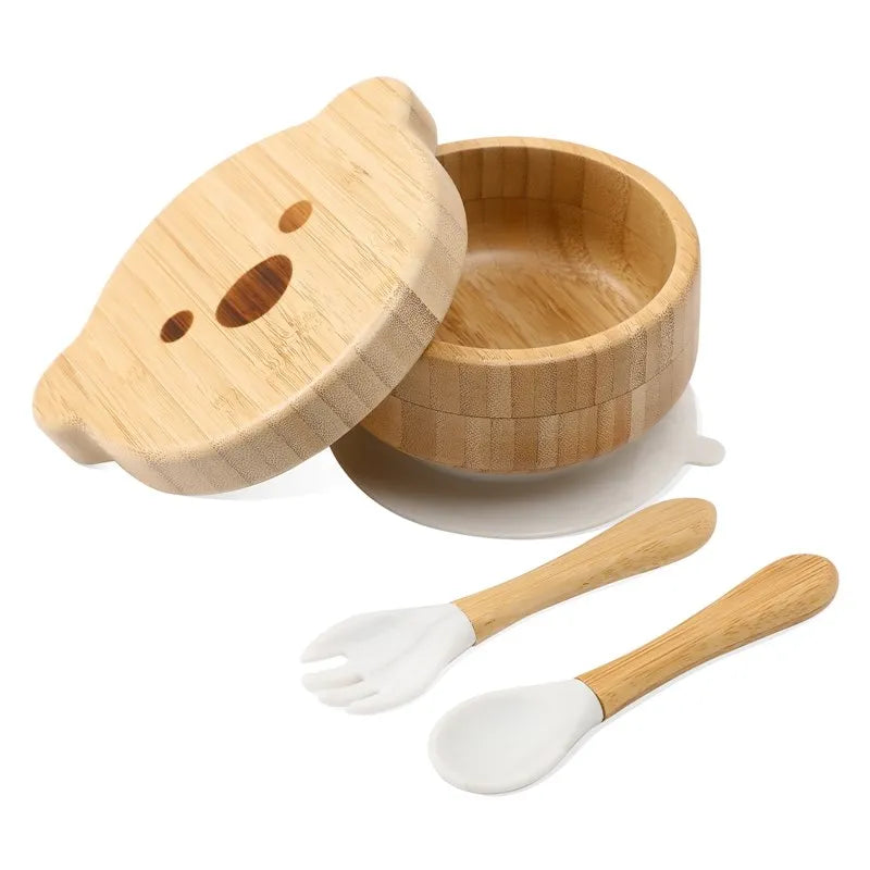 Bamboo Baby Tableware Set – Non-Slip Bowl, Plate & Utensils (6-Piece)