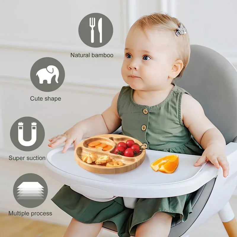 Bamboo Baby Tableware Set – Non-Slip Bowl, Plate & Utensils (6-Piece)