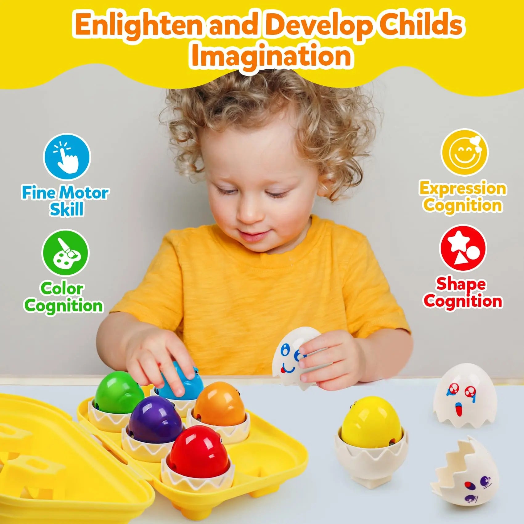 Chickamic Matching Eggs – Montessori Shape Sorter & Educational Easter Set