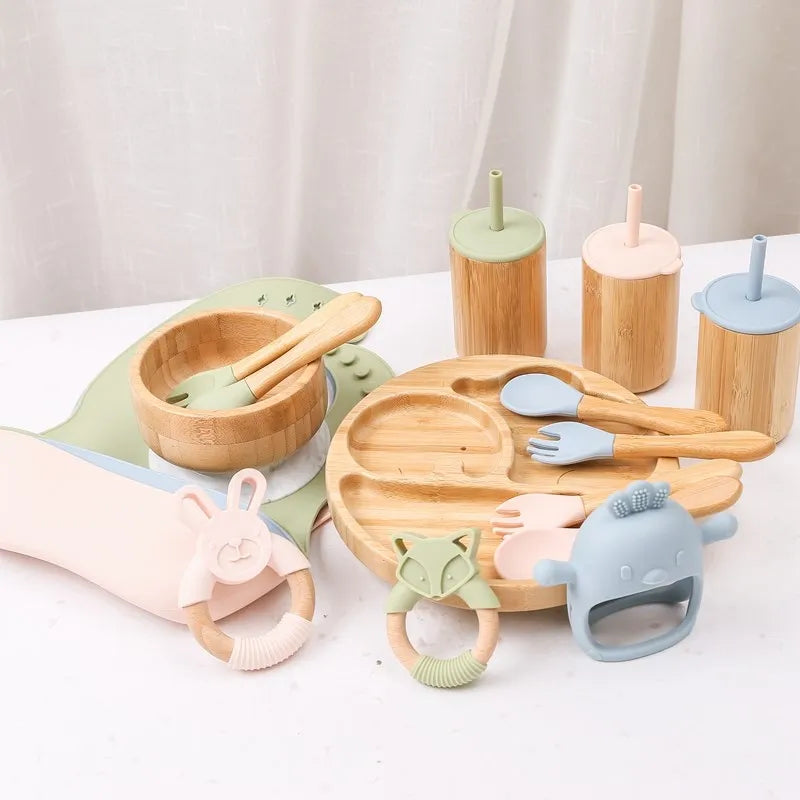 Bamboo Baby Tableware Set – Non-Slip Bowl, Plate & Utensils (6-Piece)