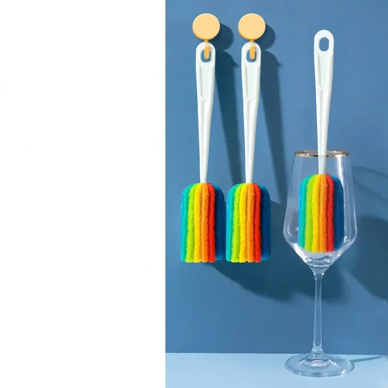Germity Baby Bottle Cleaning Brush – Long Handle Colorful Sponge Cup Cleaner