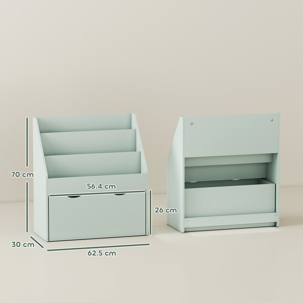 AIYAPLAY Bookcase for Kids with Shelves, Drawer, Bookcase for Bedroom, Playroom, Green