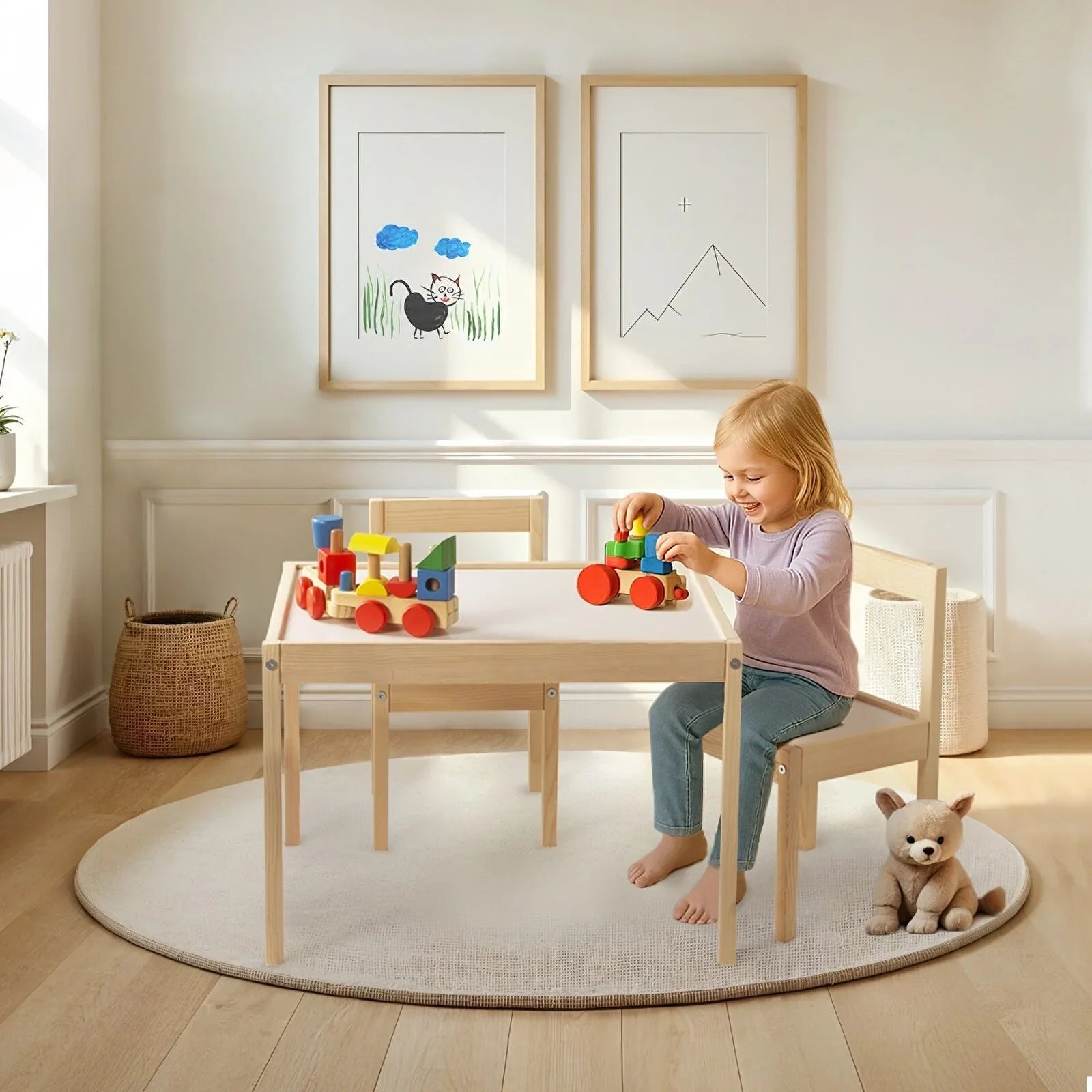 baby toys Montessori Wooden Table & Chair Set