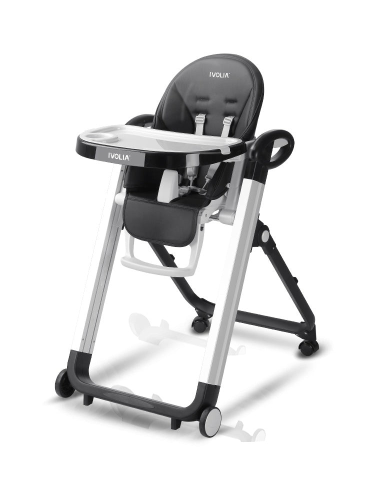 IVOLIA Foldable Portable Baby High Chair - Adjustable Height Dining Seat