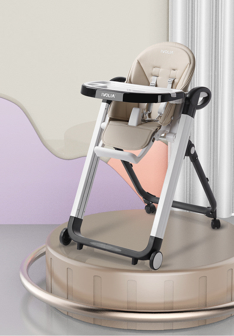 IVOLIA Foldable Portable Baby High Chair - Adjustable Height Dining Seat