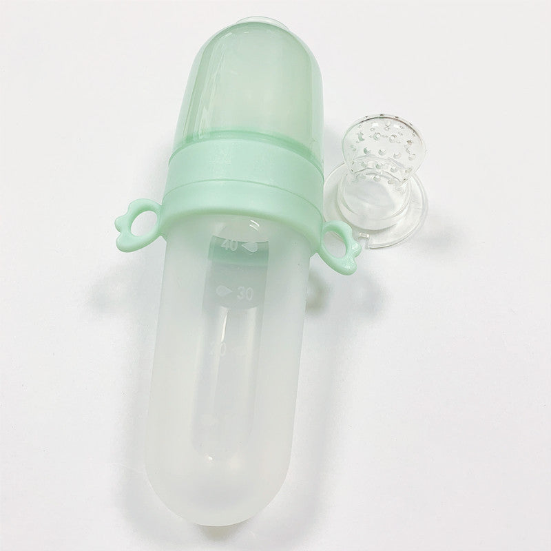 Baby Rice Cereal Feeding Bottle - Silicone Squeeze Spoon with Net Pocket