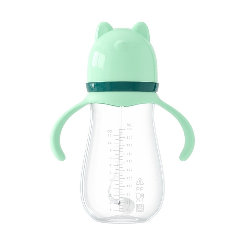 Baby Straw Bottle with Handles - Wide Mouth PP Plastic Sippy Cup