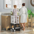 AIYAPLAY Toddler Step Stool, 4 in 1 Standing Tower, Foldable Toddler Step with Safety Rail, for Kitchen, Bathroom, Grey