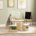 AIYAPLAY Five-Piece Kids Table and Chairs Set with Storage, for Ages 3-8 Years, White