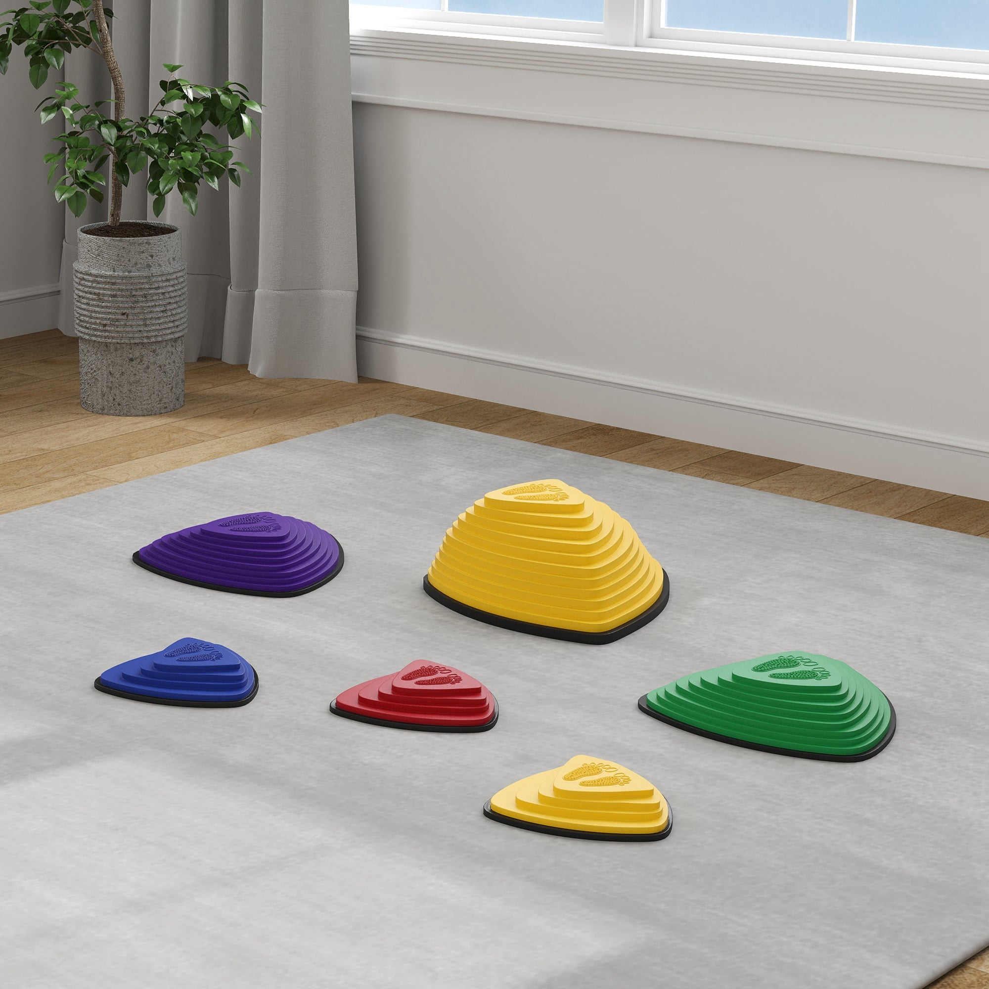 AIYAPLAY 6-Piece Stepping Stones for Kids, Stackable Sensory Toys Outdoor Indoor, Obstacle Course for Balance and Motor Skills